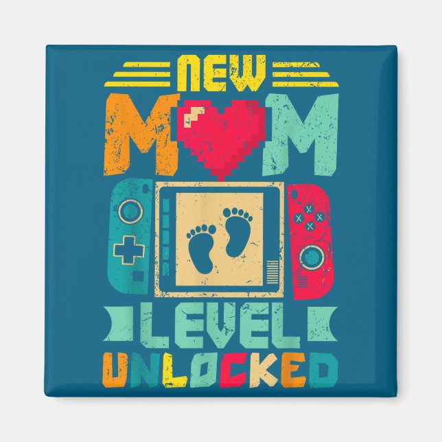 New Mom Level Unlocked Gamer Valentine's  Magnet (Framsidan)