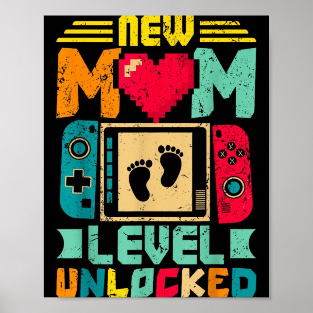 New Mom Level Unlocked Gamer Valentine's  Poster (Framsidan)