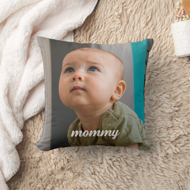 new moms Photo Personalized Minimal  Kudde (Filt)