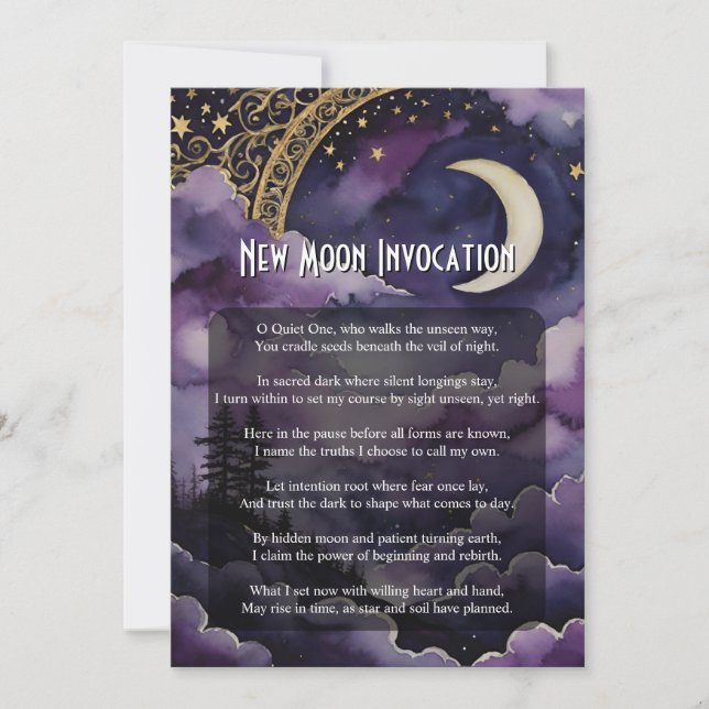 New Moon Invocation Pagan Prayer Ritual Card Inbjudningar (Framsida)