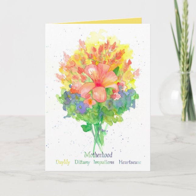 New Mor Lily Flower Bouquet Floriography Kort (Framsida)