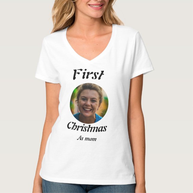 New mother 2025 Christmas photo T Shirt (Framsida)