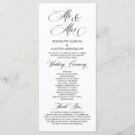 New Mr och Mrs. Classy Bröllop Ceremony Program