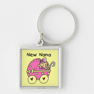 New Nana Baby i Carriage Gifts Fyrkantig Silverfärgad Nyckelring