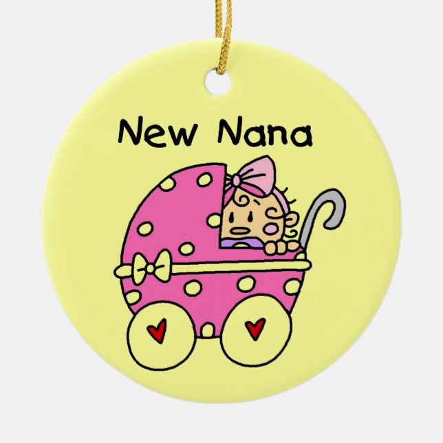 New Nana Baby i Carriage Gifts Julgransprydnad Keramik (Framsidan)