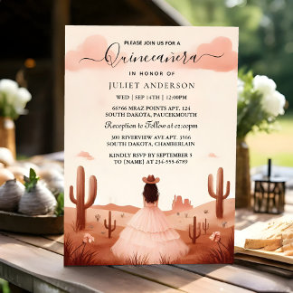 New Nature Barn Wood Boho Farm Western Quinceanera Inbjudningar