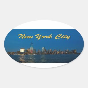 New night ljus of New York City USA Ovalt Klistermärke