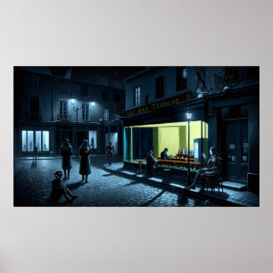 "New Nighthawks in Café Terrace in Winter" Poster