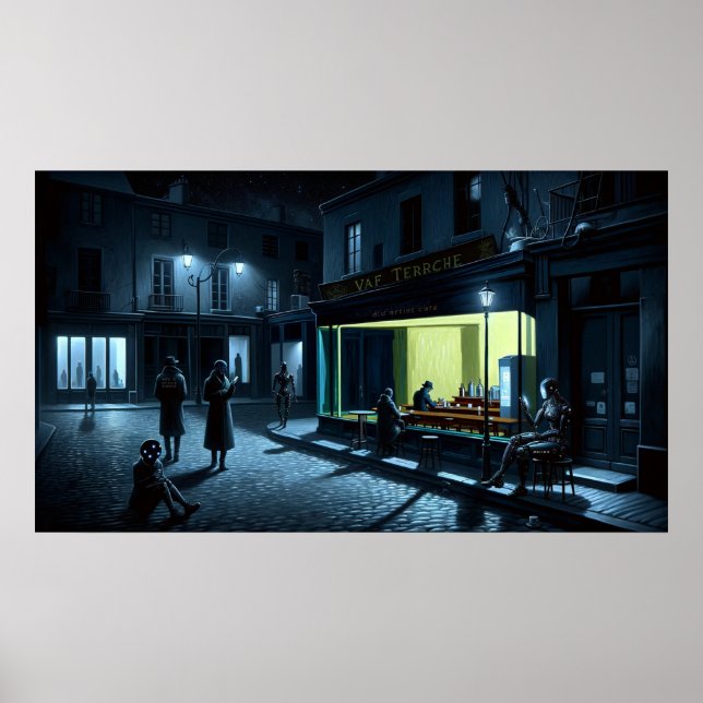 "New Nighthawks in Café Terrace in Winter" Poster (Framsidan)
