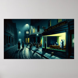 "New Nighthawks in the Café Terrace, England" Poster