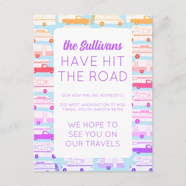 NEW NOMAD ADRESS Camper Trailer Vanlife RV Vykort (Framsida)