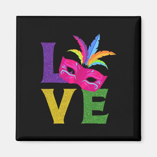 New Orlean Carnival Rosa Mask Party Outfit Kärlek  Magnet (Framsidan)