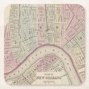 New Orleans 3 Underlägg Papper Kvadrat