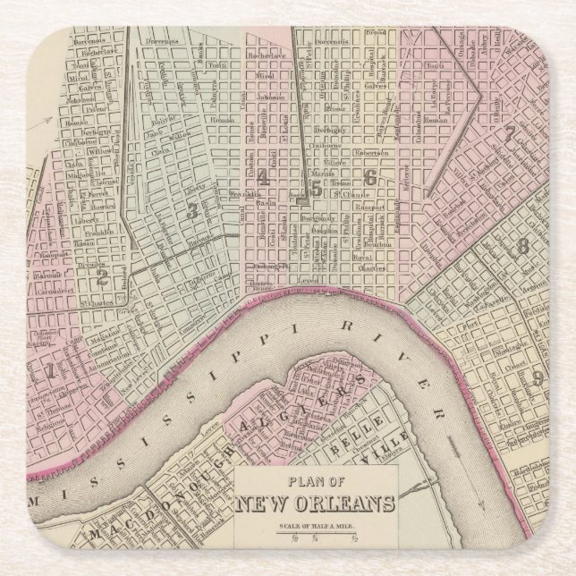 New Orleans 3 Underlägg Papper Kvadrat (Framsidan)