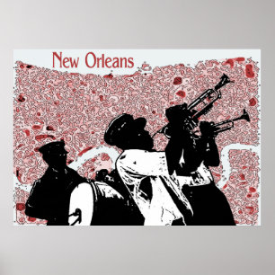 New Orleans Abstrakt Karta Poster