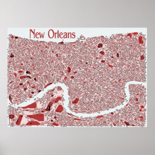 New Orleans Abstrakt Karta Poster