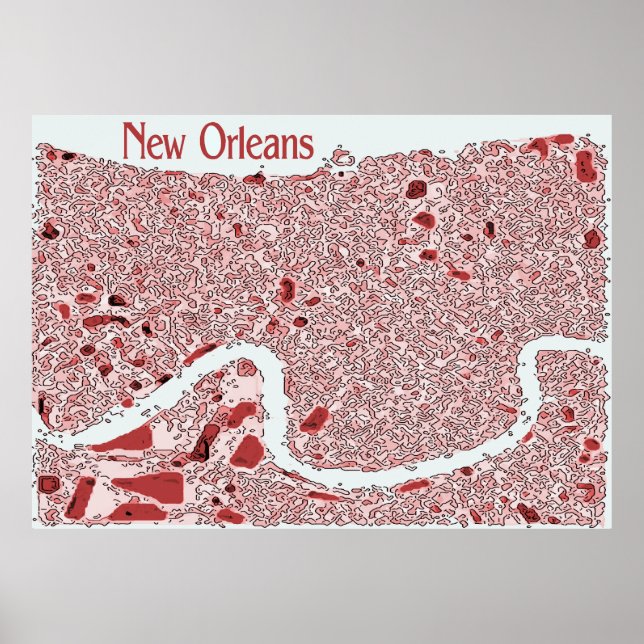 New Orleans Abstrakt Karta Poster (Framsidan)