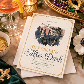 New Orleans After Dark Mardi Gras Drinkar Inbjudningar