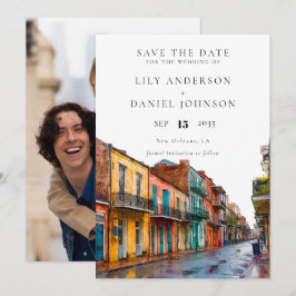 New Orleans akvarell fotobrollop Spara Datumet