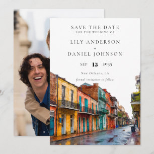 New Orleans akvarell fotobrollop Spara Datumet