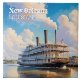New Orleans ångbåt flodfartyg Båt på floden Kakelplatta