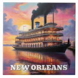 New Orleans ångbåtsflodbåts solnedgångskryssning Kakelplatta