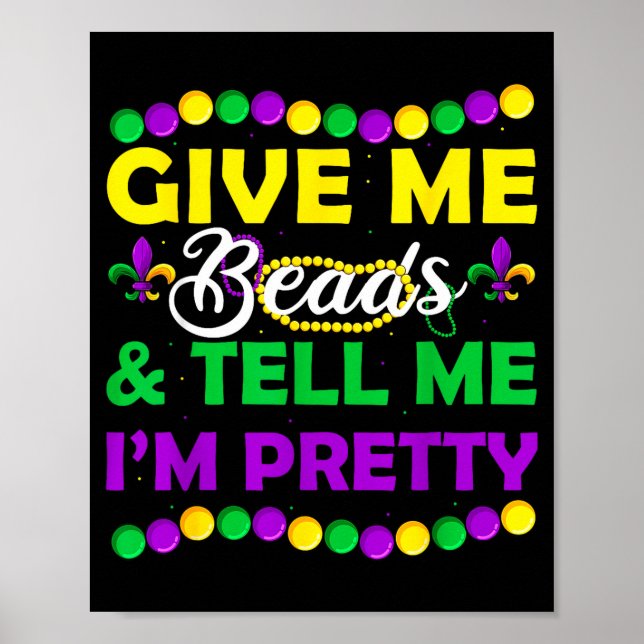 New Orleans Beads Mardi Gras Party Apparel Funny W Poster (Framsidan)