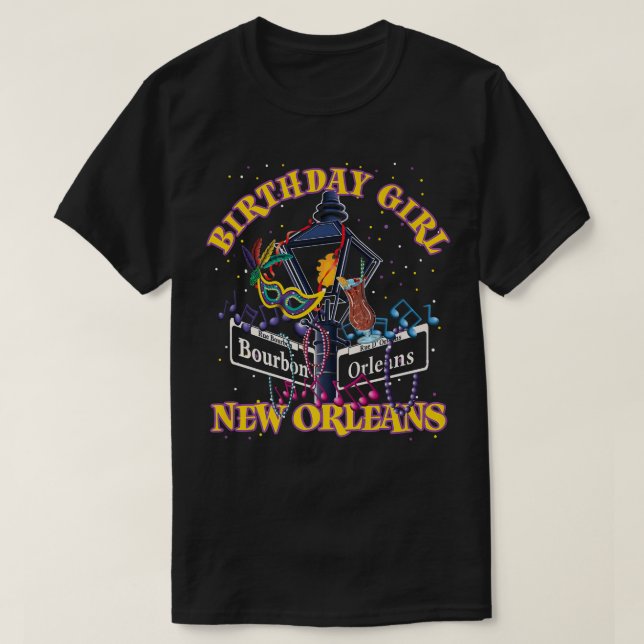 New Orleans Birthday Girl Fransk Quarter Girls Tri T Shirt (Design framsida)