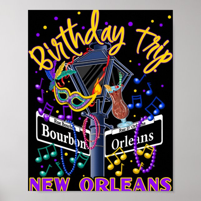 New Orleans Birthday Trip French Quarter Girls Tri Poster (Framsidan)