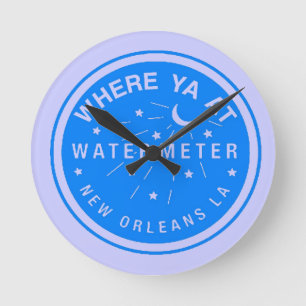 New Orleans Blue Vatten Meter Clock Rund Klocka
