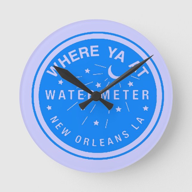 New Orleans Blue Vatten Meter Clock Rund Klocka (Framsida)