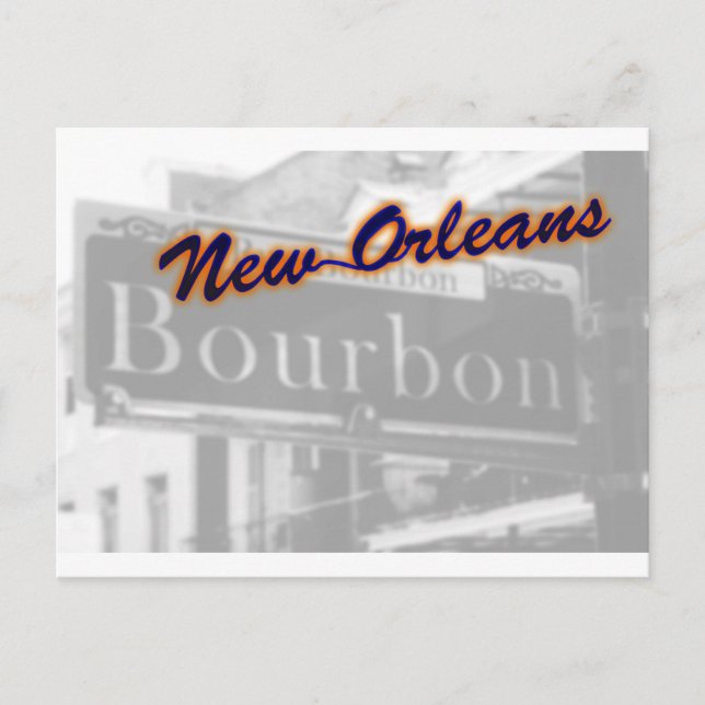 New Orleans Bourbon Street Fransk Quarter Travel Vykort (Framsida)
