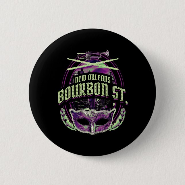 New Orleans Bourbon Street Mardi Gras French Quart Knapp (Framsida)