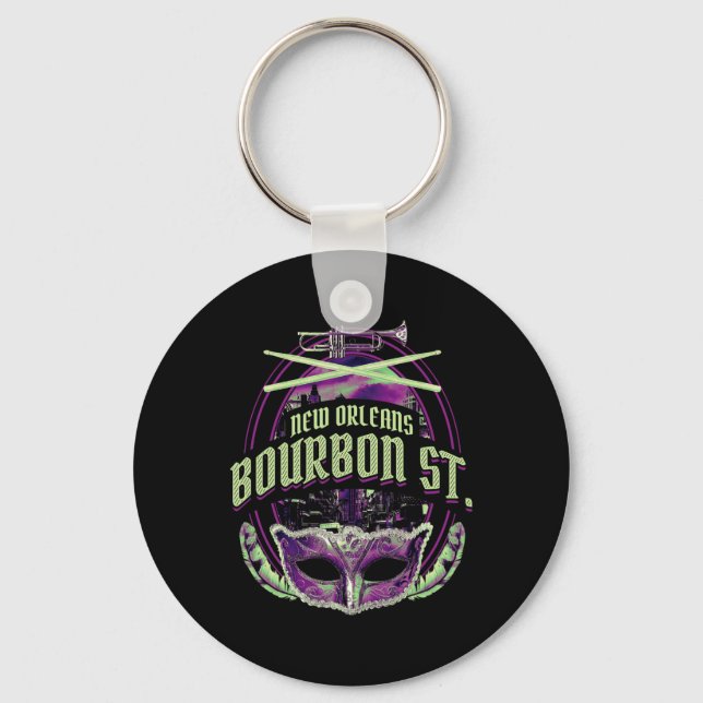 New Orleans Bourbon Street Mardi Gras French Quart Nyckelring (Framsida)