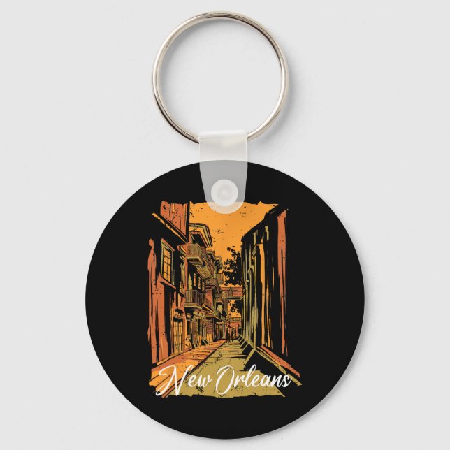 New Orleans Bourbon Street Souvenir French Quarter Nyckelring (Framsida)