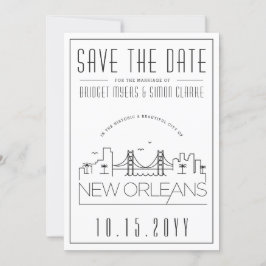 New Orleans bröllop Stilisad stadsprofil Spara dat Inbjudningar
