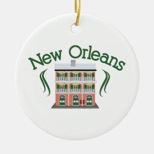 New Orleans byggnad Julgransprydnad Keramik