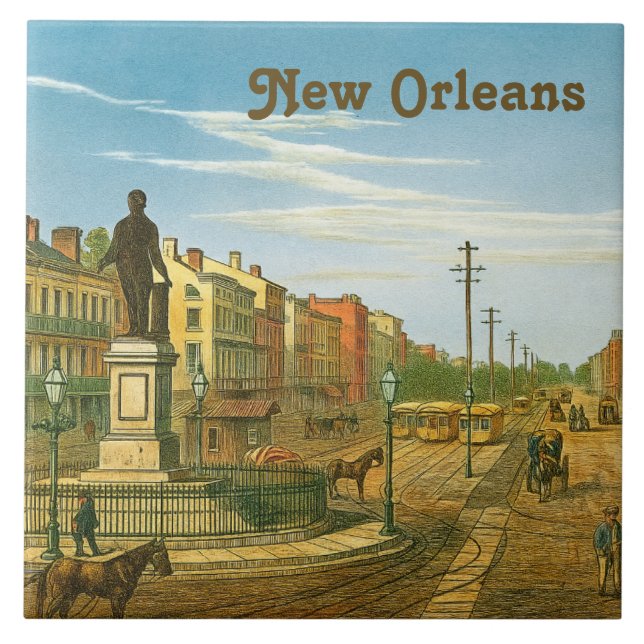 New Orleans Canal Street Antique Vintage Kakelplatta (Framsidan)