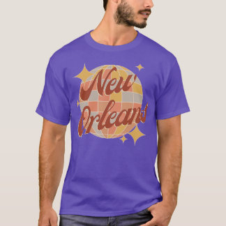 New Orleans City Disco boll Retro Vintage Stil TS T Shirt