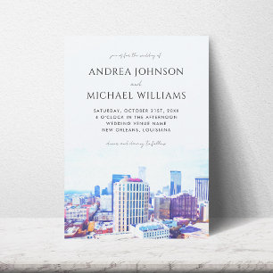 New Orleans City Skyline Destination Wedding Inbjudningar