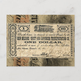 New Orleans Civil Krig Antique Money Southern USA Vykort