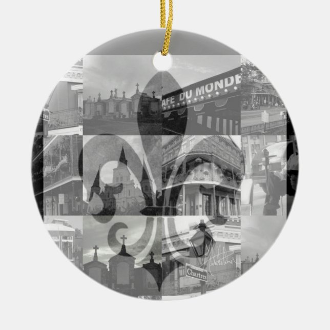 New Orleans Collage v.2 [prydnaden] Julgransprydnad Keramik (Framsidan)