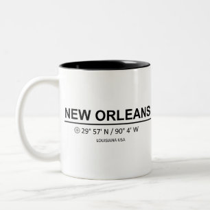 New Orleans Coordinates - New Orleans Coordinaten Två-Tonad Mugg
