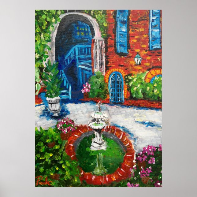NEW ORLEANS COURTYARD 20" x 28" ART POSTER (Framsidan)