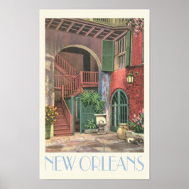 New Orleans Courtyard, vintage resor stil Poster