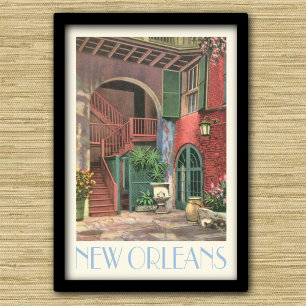 New Orleans Courtyard, vintage resor stil Poster