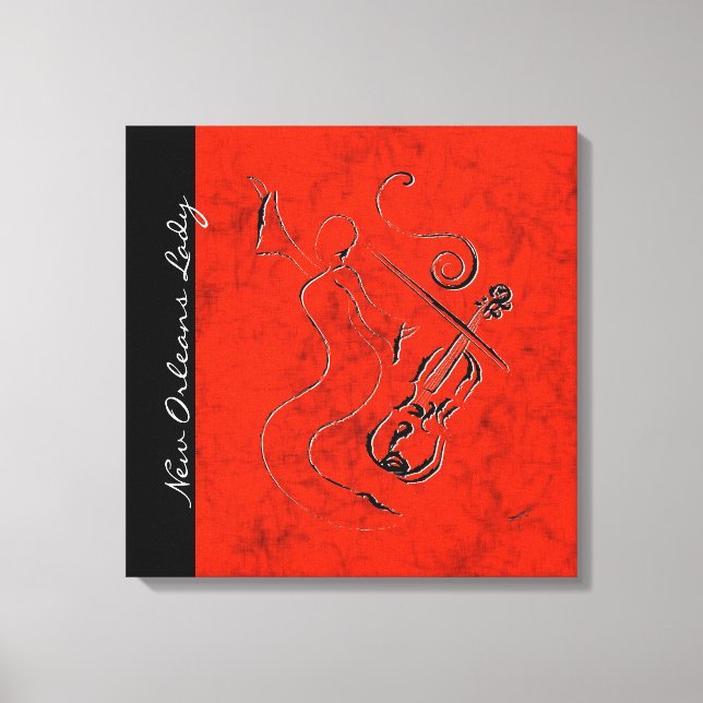 New Orleans Dam - Violin på Wrapped Canvas - Red (Framsida)