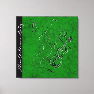 New Orleans Dam - Violin Wrapped Canvas - Grönt