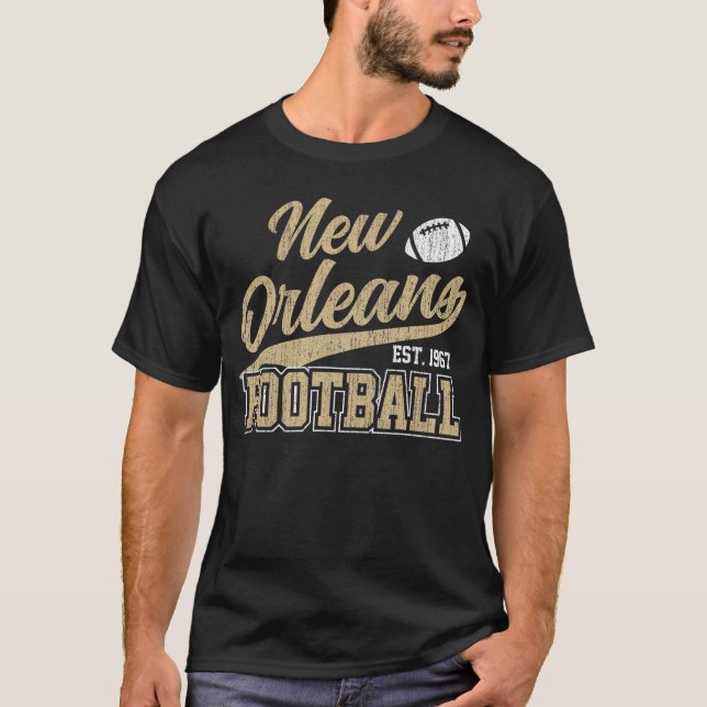 New Orleans Distressed Footballeam Fan Sports retr T Shirt (Framsida)