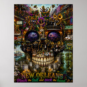 New Orleans Dödskallekonsttryck Sinnesstämning Poster